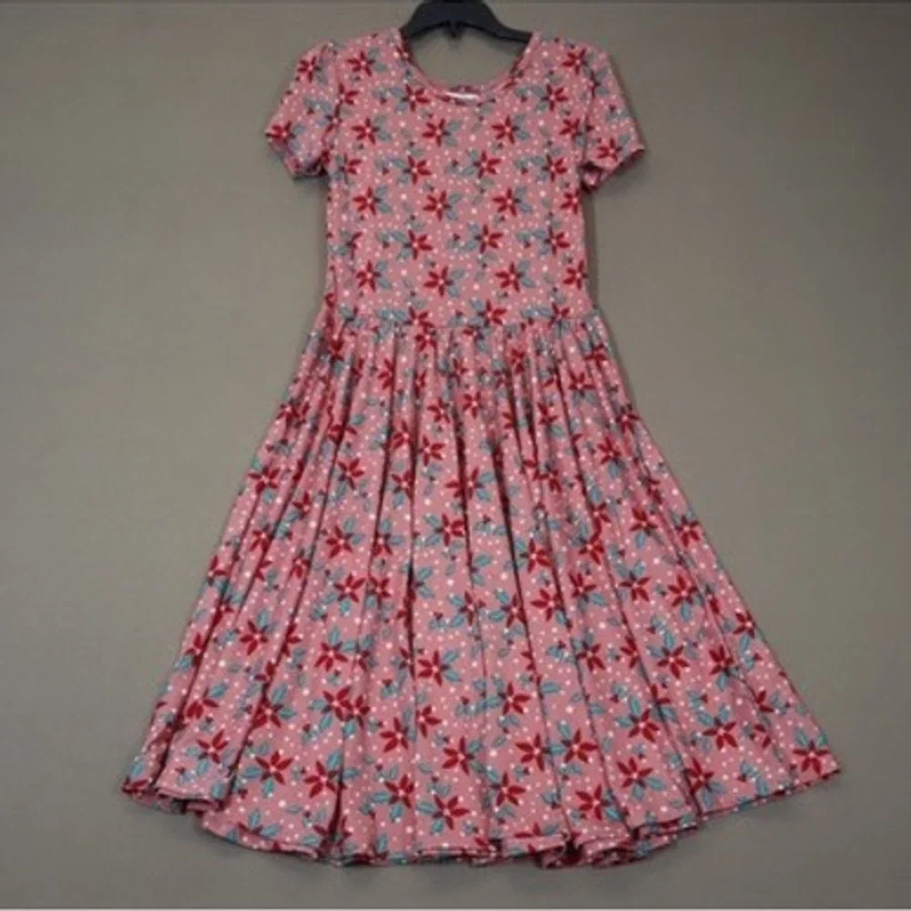 Dot‎ Dot Smile Girls Poinsettia Cap Sleeve Dress Size 12/14